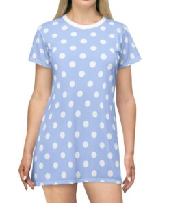 Light Blue Polka Dot Mini Dress CL33