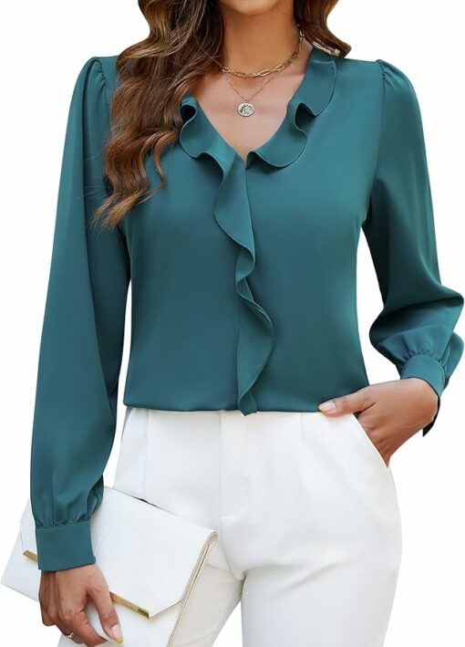 Dressy Ruffle V Neck Shirt CL30