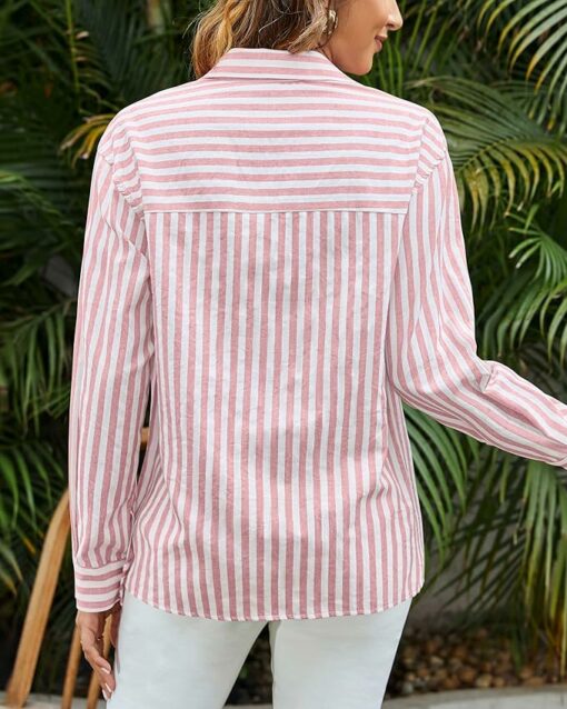 Light Pink Striped Long Sleeve Shirt CL18 - Image 2