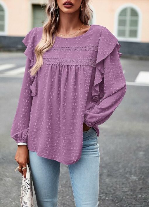 Ruffle Swiss Dot Crochet Top CL29 - Image 2
