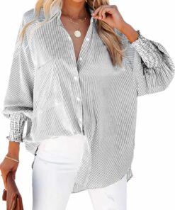 Smocked Cuffed Striped Shirt CL10