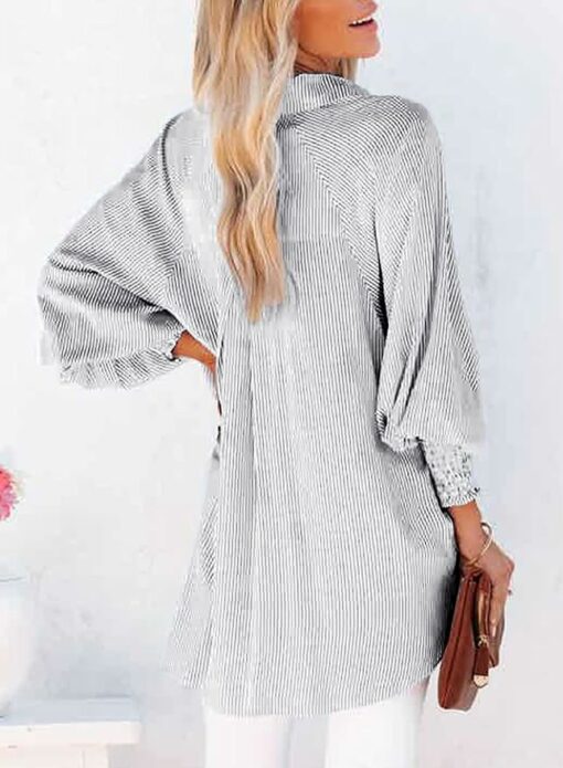 Smocked Cuffed Striped Shirt CL10 - Image 2