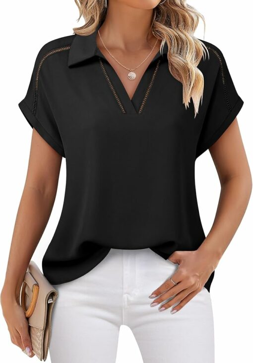 Women's Short Sleeve Chiffon Blouses CL37