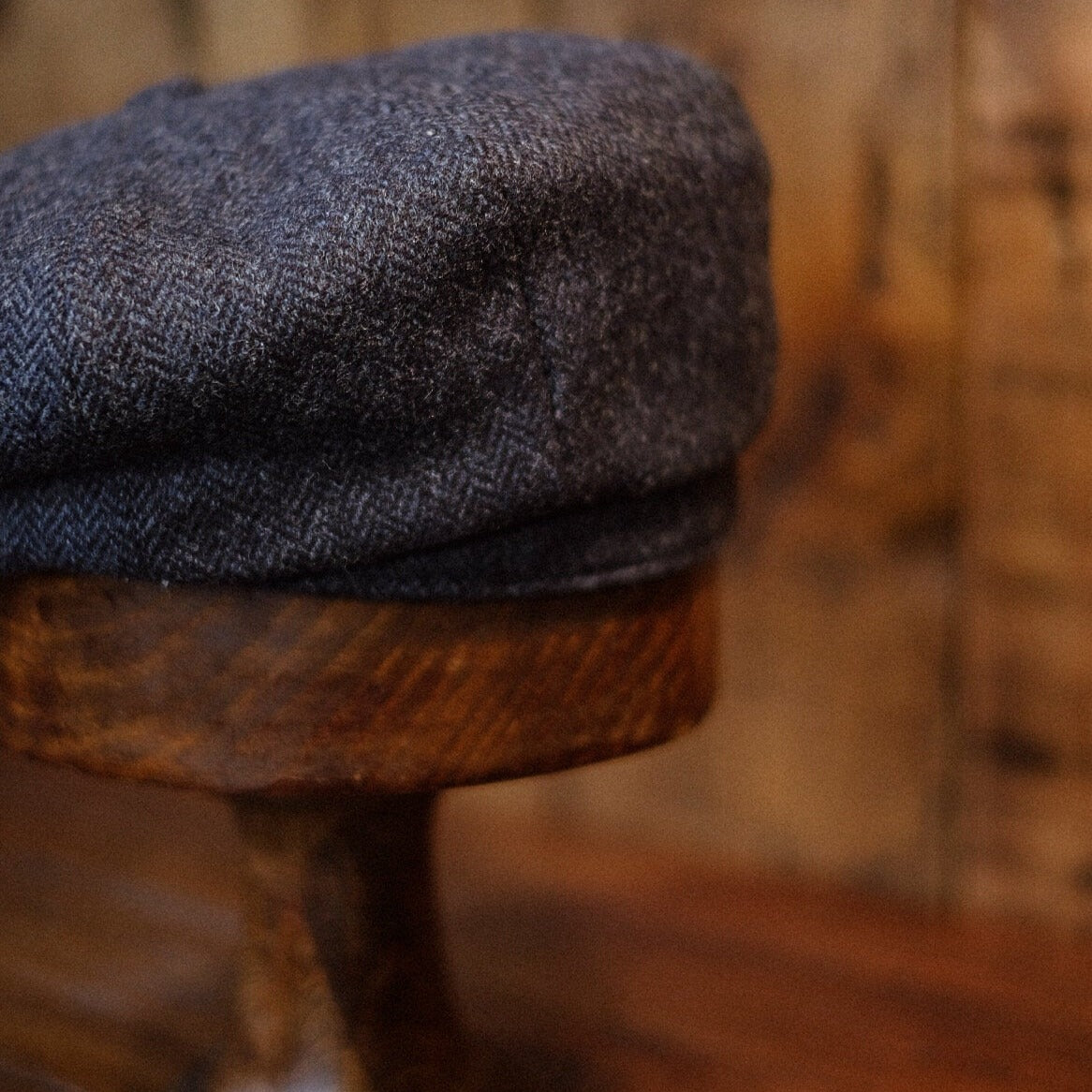 Eight Piece Blue Retro Wool Newsboy Cap - Image 3