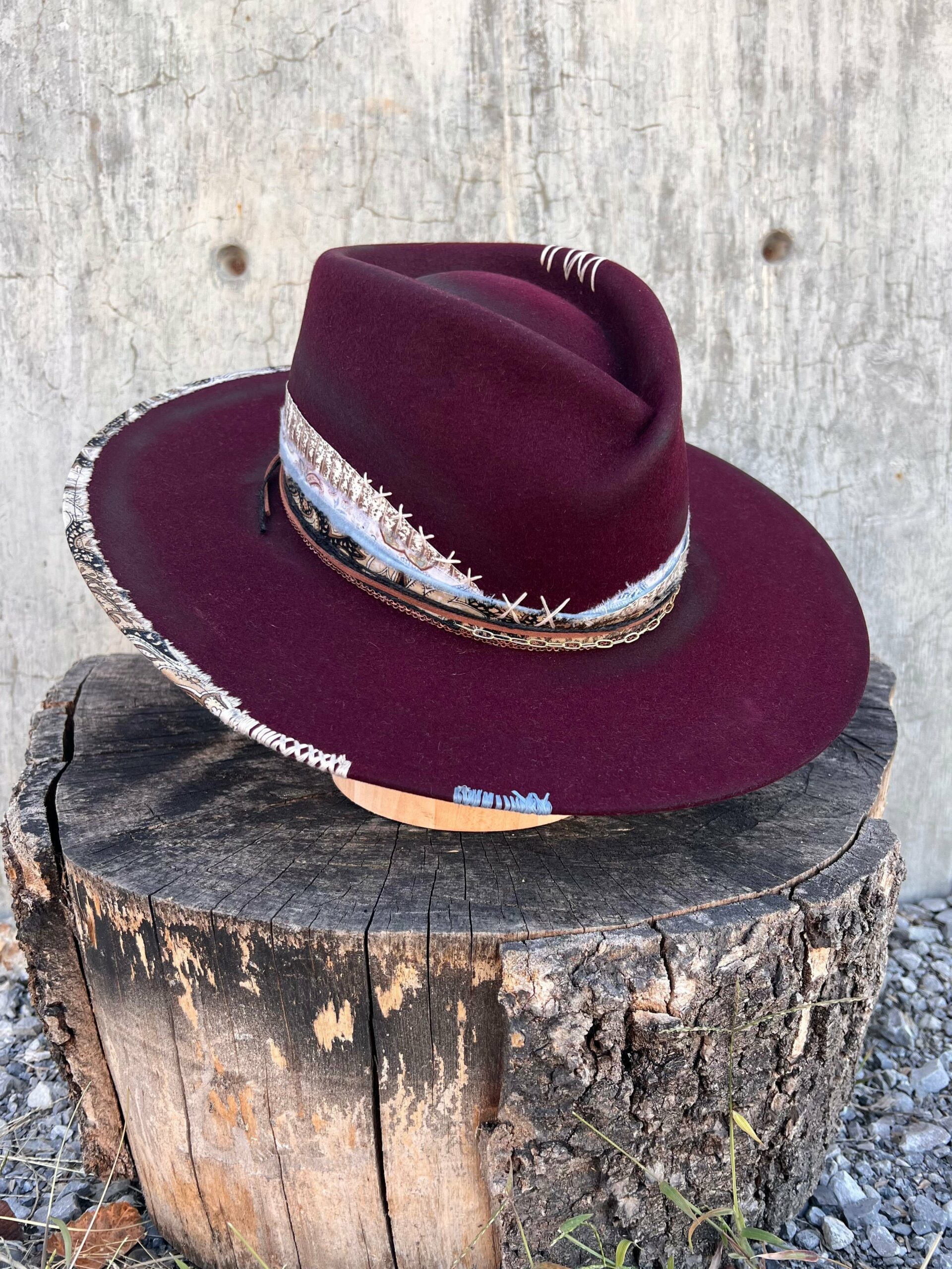 Mulled Wine Vintage Felt Wide Brim Hat - Image 2